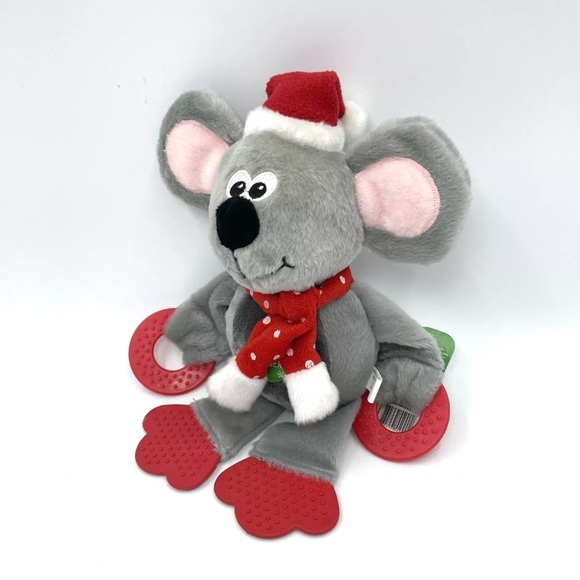 Top Paw Mouse Santa Teether Squeaky Toy Plush - Picture 2 of 7